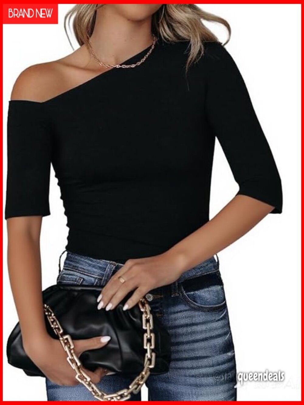 Off Shoulder Asymmetrical Long Sleeve Blouse Relaxed Fit Rayon Spandex